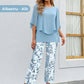 💖Set pantaloni imprimați și top cu gât rotund pentru femei