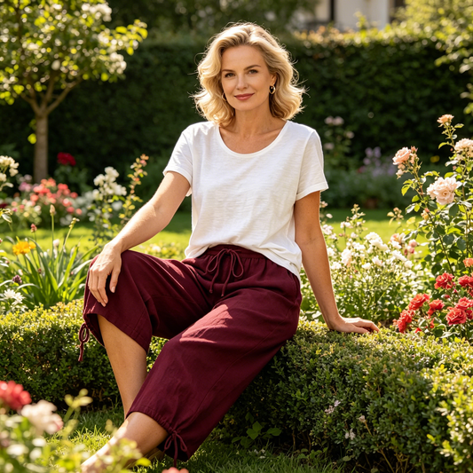 👖🌬️ Pantaloni capri casual, cu șnur de strângere și buzunare
