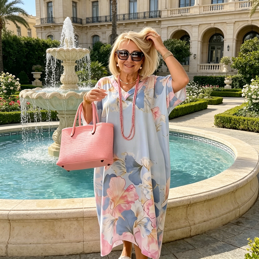 Rochie lungă lejeră cu mâneci pe jumătate cu imprimeu floral