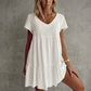 💝Rochie casual cu mâneci scurte, cu decolteu în V