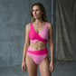Costum de baie bikini în două piese, cu blocuri de culoare și dungi