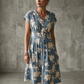 ❤️ Rochie de lungime medie cu decolteu în V pentru femei, cu imprimeu floral și nasturi