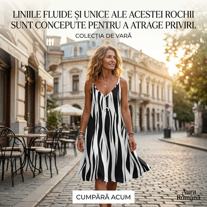 Rochie la modă cu imprimeu și bretele