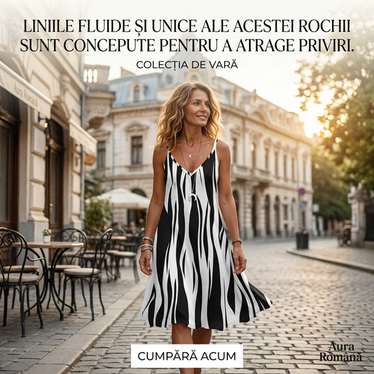 Rochie la modă cu imprimeu și bretele