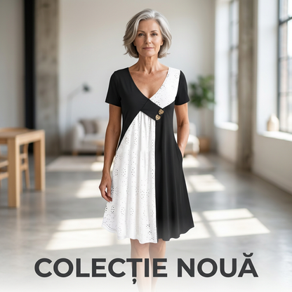 💃 Rochii elegante pentru femei cu patchwork cu decolteu în V