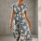 ❤️ Rochie de lungime medie cu decolteu în V pentru femei, cu imprimeu floral și nasturi