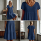 💝Rochie casual cu mâneci scurte, cu decolteu în V