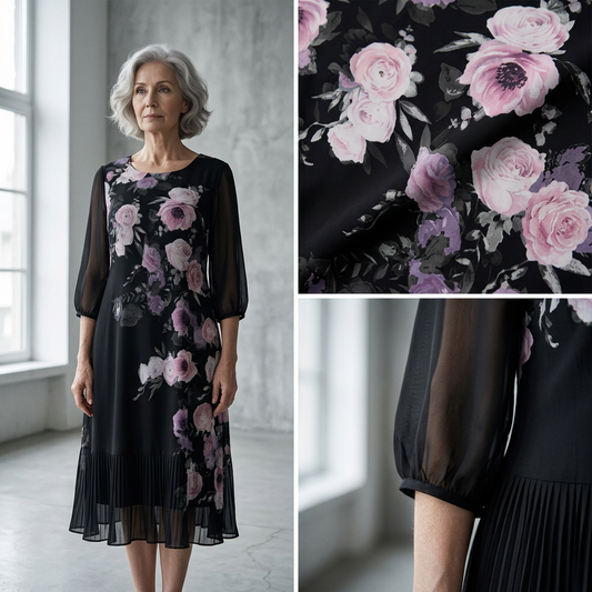 🎁🌸Elegant florale imprimare rotund gât rochii de femei