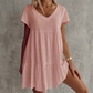 💝Rochie casual cu mâneci scurte, cu decolteu în V