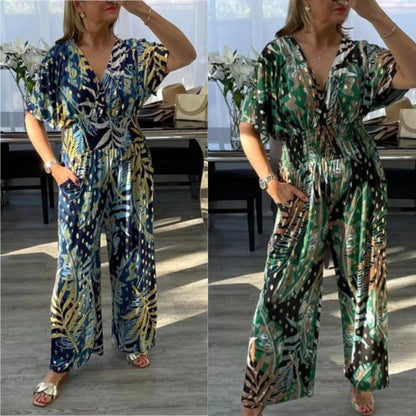 💖2026 Femeii Fashion Leaf Print Jumpsuit