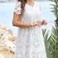【✨2024 Produse noi】💃Rochie florală albă cu decupaj elegant - Mărime mare