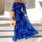 👗 Rochie lungă elegantă fără bretele cu imprimeuri florale fluturante