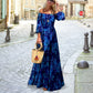 👗 Rochie lungă elegantă fără bretele cu imprimeuri florale fluturante