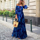 👗 Rochie lungă elegantă fără bretele cu imprimeuri florale fluturante