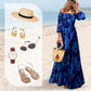 👗 Rochie lungă elegantă fără bretele cu imprimeuri florale fluturante