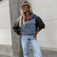💕Femeii Stratificat Hoodie Denim Jacket cu cordon