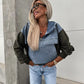 💕Femeii Stratificat Hoodie Denim Jacket cu cordon