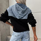 💕Femeii Stratificat Hoodie Denim Jacket cu cordon