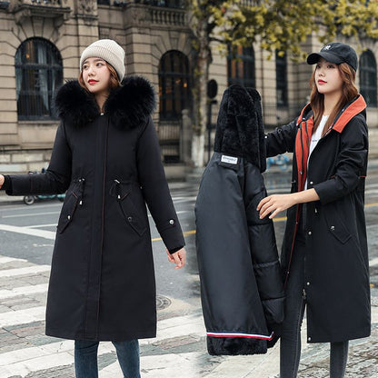 ❄️ Haina de iarnă cu glugă pentru femei cu guler din blană Parka Casual