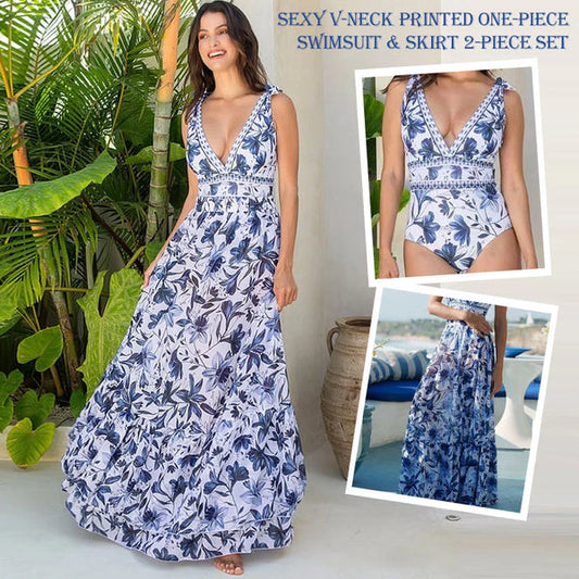 🌸Cel mai bine vândut! 🩱Costum de baie cu decolteu în V și fustă💃