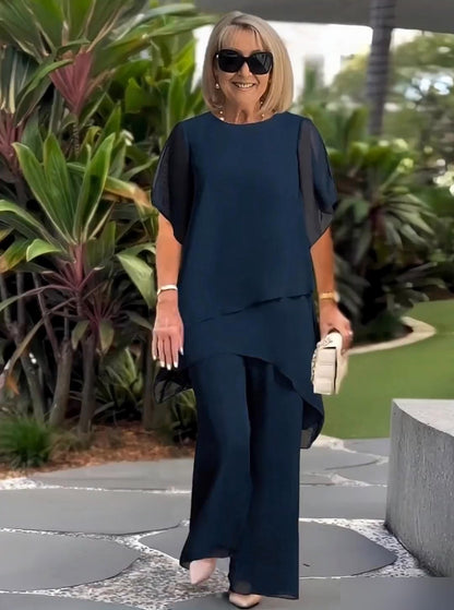 💝Moda de vara Chiffon doamnelor Plus Dimensiune două piese Set