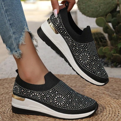 👟Adidași casual fără șireturi din plasă cu strasuri pentru femei 😍