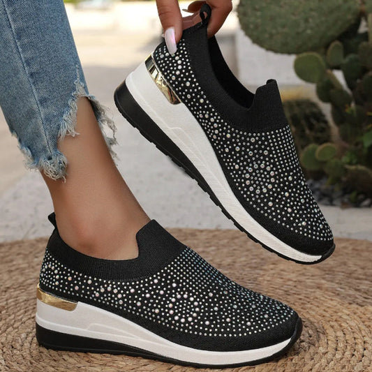👟Adidași casual fără șireturi din plasă cu strasuri pentru femei 😍