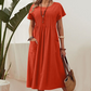 👗【S-4XL】Rochie plisată pentru femei cu mâneci scurte și buzunare