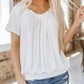 💖 V-Neck Casual plisat cu mânecă scurtă Top