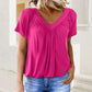 💖 V-Neck Casual plisat cu mânecă scurtă Top