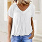 💖 V-Neck Casual plisat cu mânecă scurtă Top