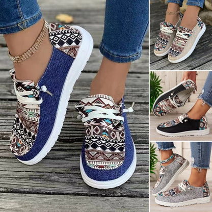 👟 Pantofi casual pentru femei cu model etnic din pânză