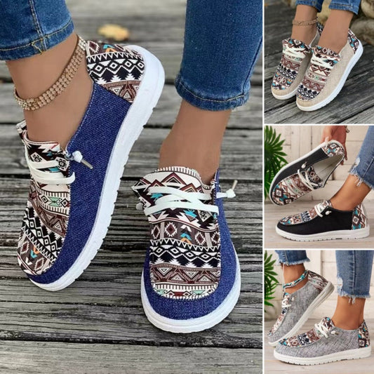 👟 Pantofi casual pentru femei cu model etnic din pânză