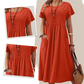 👗【S-4XL】Rochie plisată pentru femei cu mâneci scurte și buzunare