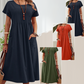 👗【S-4XL】Rochie plisată pentru femei cu mâneci scurte și buzunare