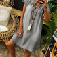 ⏰ Rochie din denim cu guler în V și mâneci scurte pentru femei