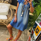 ⏰ Rochie din denim cu guler în V și mâneci scurte pentru femei
