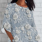 Tricou lejer cu mâneci 3/4 cu imprimeu floral 3D