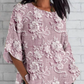 Tricou lejer cu mâneci 3/4 cu imprimeu floral 3D