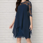 Rochie elegantă pentru femei cu tiv asimetric și suprapunere din dantelă🌺