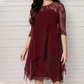 Rochie elegantă pentru femei cu tiv asimetric și suprapunere din dantelă🌺