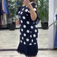Rochie plisată cu imprimeu patchwork și buline pentru femei