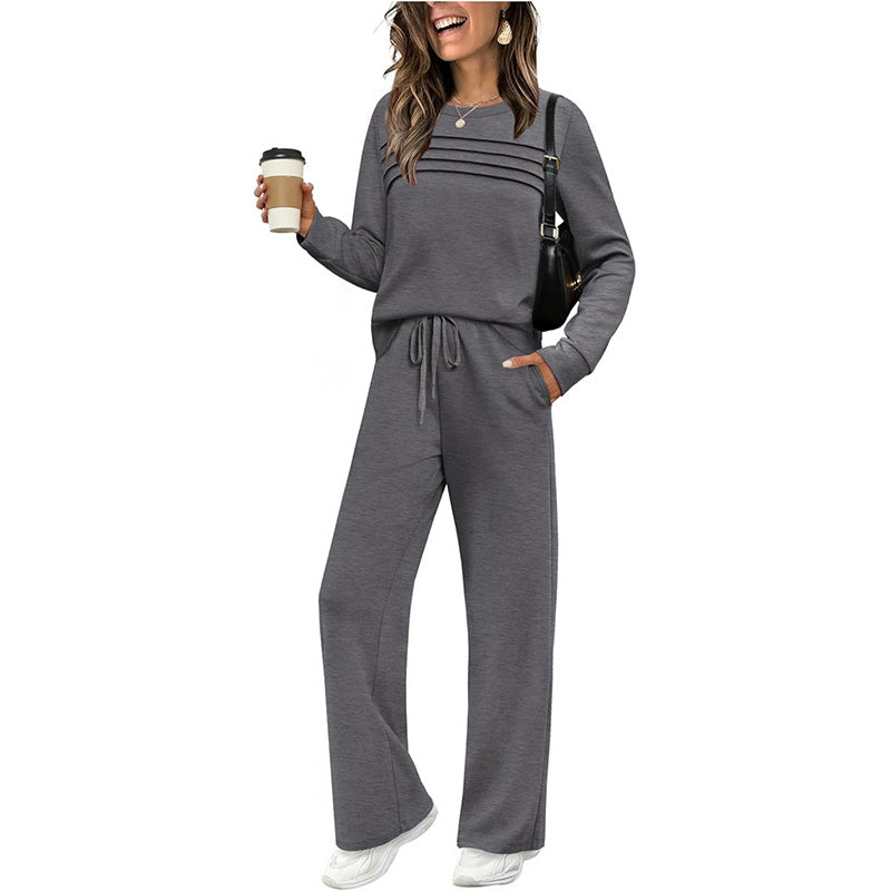 💥 Women's Casual Set: Top & Drawstring Pants 👕👖
