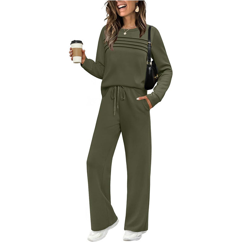 💥 Women's Casual Set: Top & Drawstring Pants 👕👖