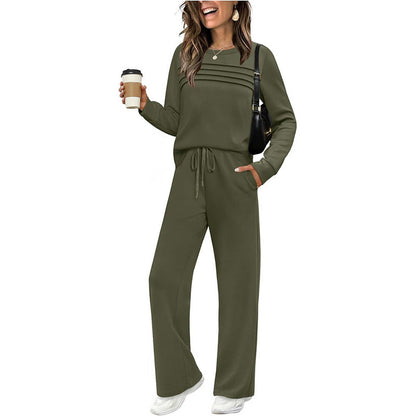 💥 Women's Casual Set: Top & Drawstring Pants 👕👖