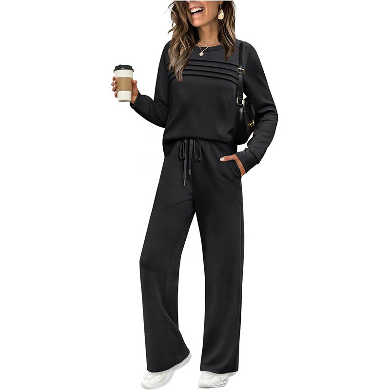 💥 Women's Casual Set: Top & Drawstring Pants 👕👖