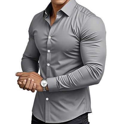 📢Hot Sale 50% OFF !!!⏰Men's Solid Color Lapel Long Sleeve Button-Down Shirts