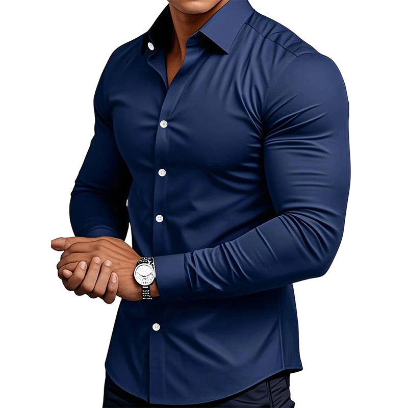 📢Hot Sale 50% OFF !!!⏰Men's Solid Color Lapel Long Sleeve Button-Down Shirts