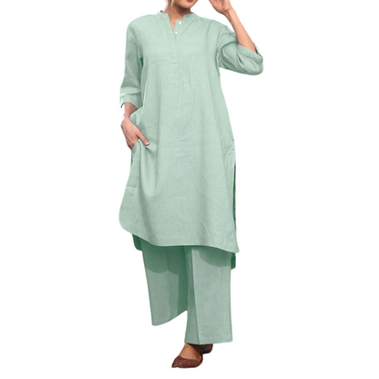 Set cu bluză largă, de culoare solidă, și pantaloni largi