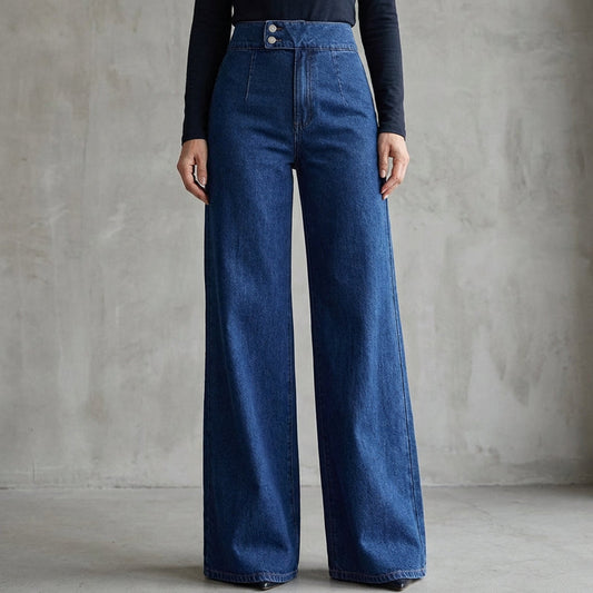 💖👖 Blugi cu talie înaltă și picior larg pentru femei